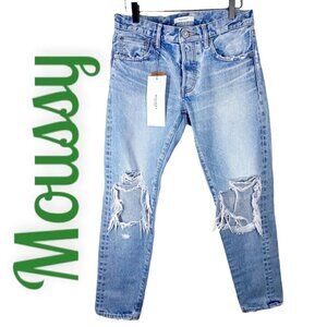 NWT MOUSSY Vintage Melvin Tapered Buttonfly High Waist Busted Knee Jeans Size 27